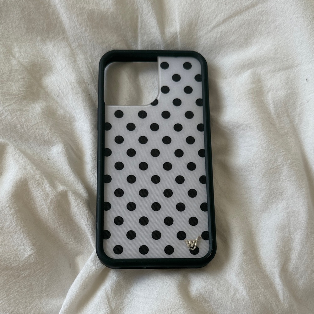Used Wildflower White and Black Polka Dot iPhone 13 Pro Max Case